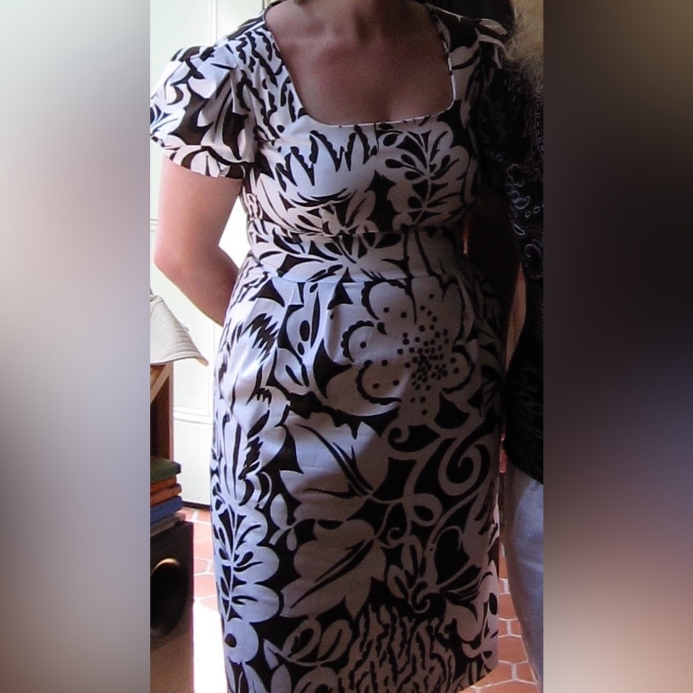 MaxMara Brown & White Floral Fit-and-Flare Mini Dress